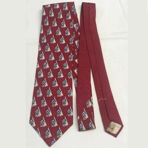 Tommy Bahama Red Sail Boat 100% Silk Tie